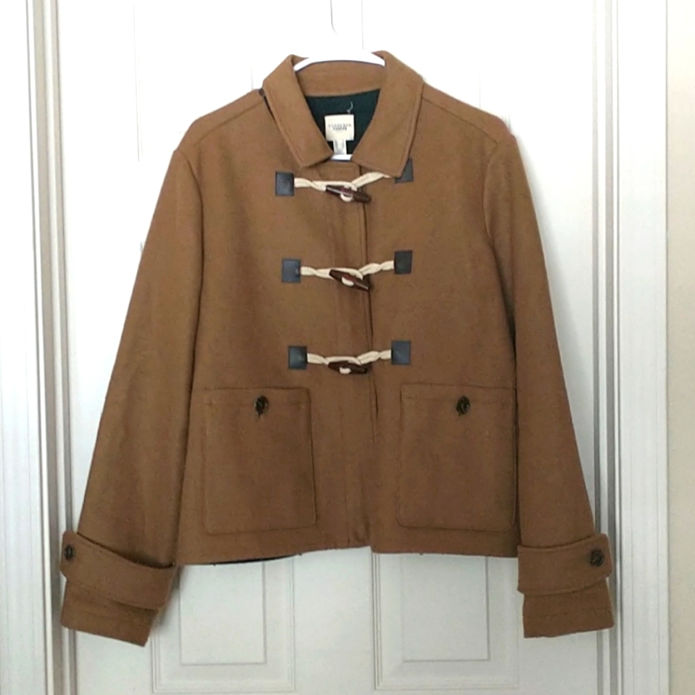 Lands End Wool Coat w/ Wooden Toggle Rope Closure